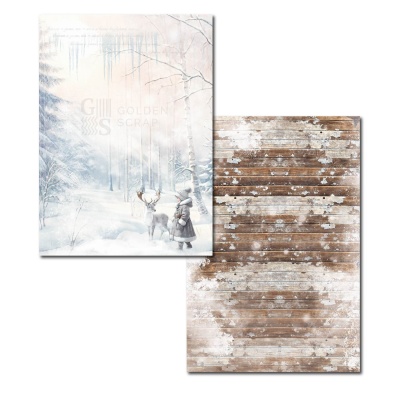 Сет из 2х наборов двусторонней бумаги для скрапбукинга "Зимушка" от GoldenScrap, от GoldenScrap, формат а4, плотность 235г, 8 двусторонних листов, арт. GS03102024-set