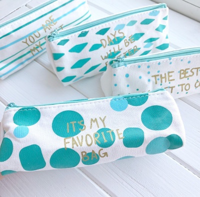 Пеналы-косметички "Мятная радость" - Мелкий горошек