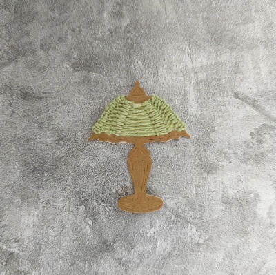 Лампа с абажуром с элементами макраме от "Такие узелки", цвет лесной орех+оливковый